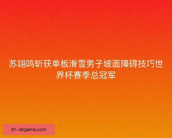 苏翊鸣斩获单板滑雪男子坡面障碍技巧世界杯赛季总冠军 苏翊鸣斩获单板滑雪男子坡面障碍技巧世界杯赛季总冠军