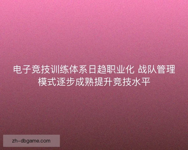 电子竞技训练体系日趋职业化 战队管理模式逐步成熟提升竞技水平 电子竞技训练体系日趋职业化 战队管理模式逐步成熟提升竞技水平