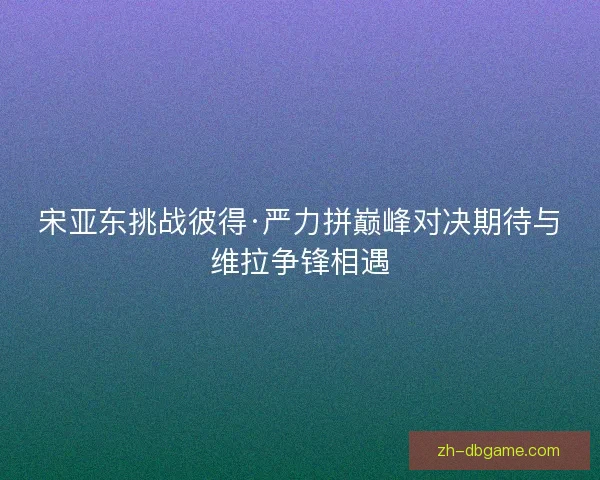 宋亚东挑战彼得·严力拼巅峰对决期待与维拉争锋相遇